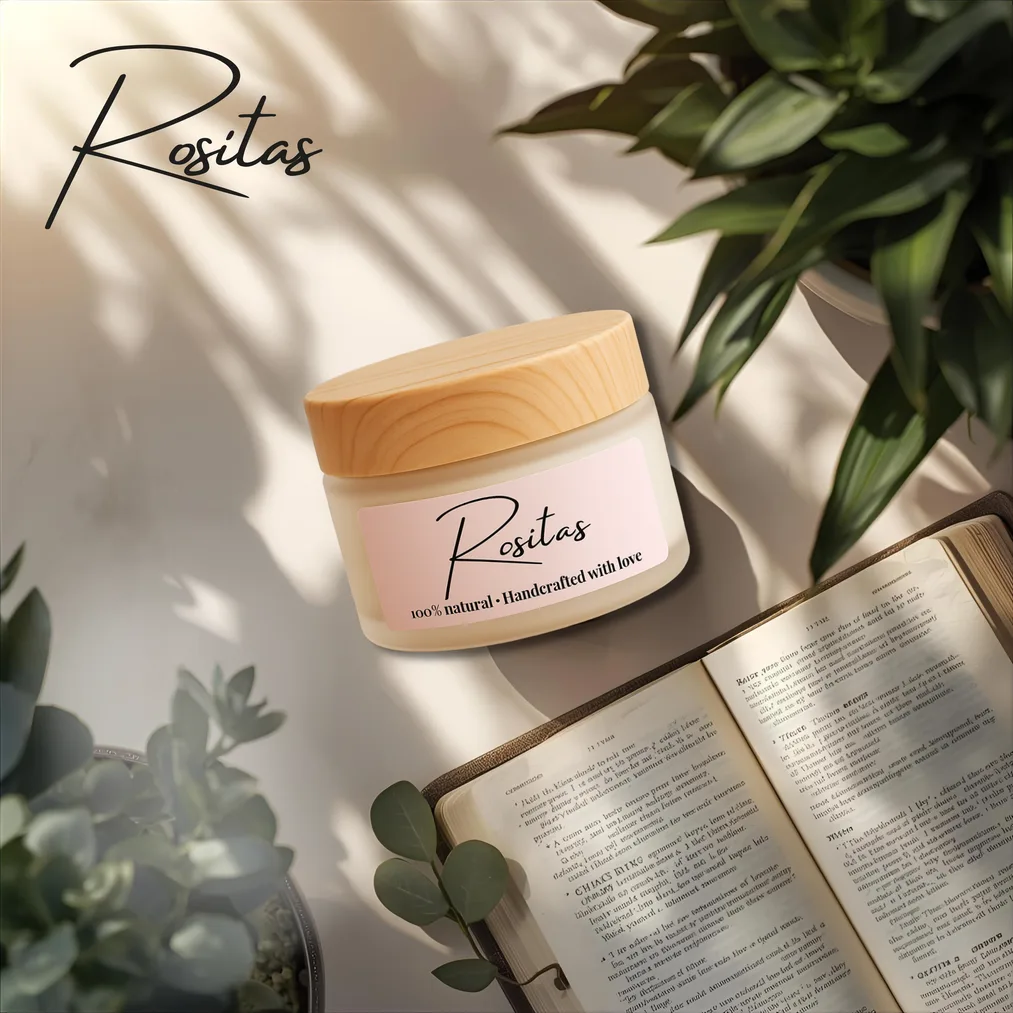Rositas cream beside an open Bible and eucalyptus