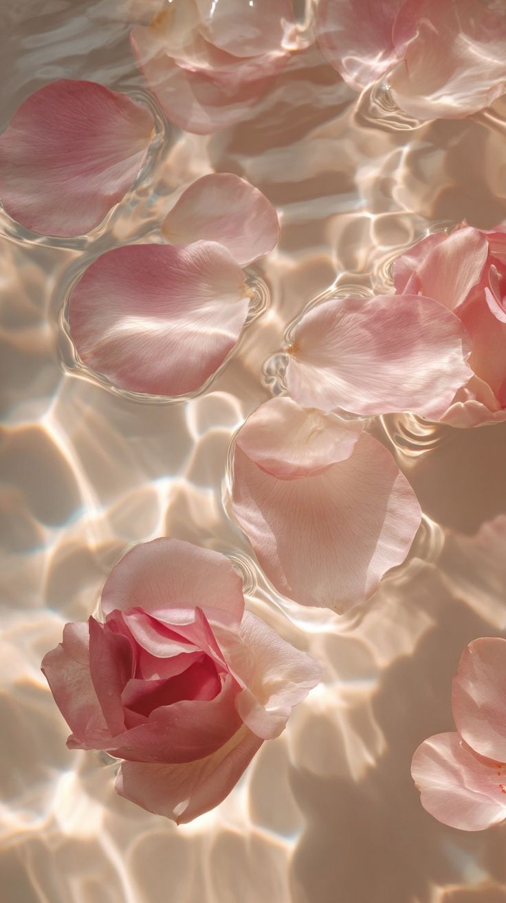 Rose petals resting on still water