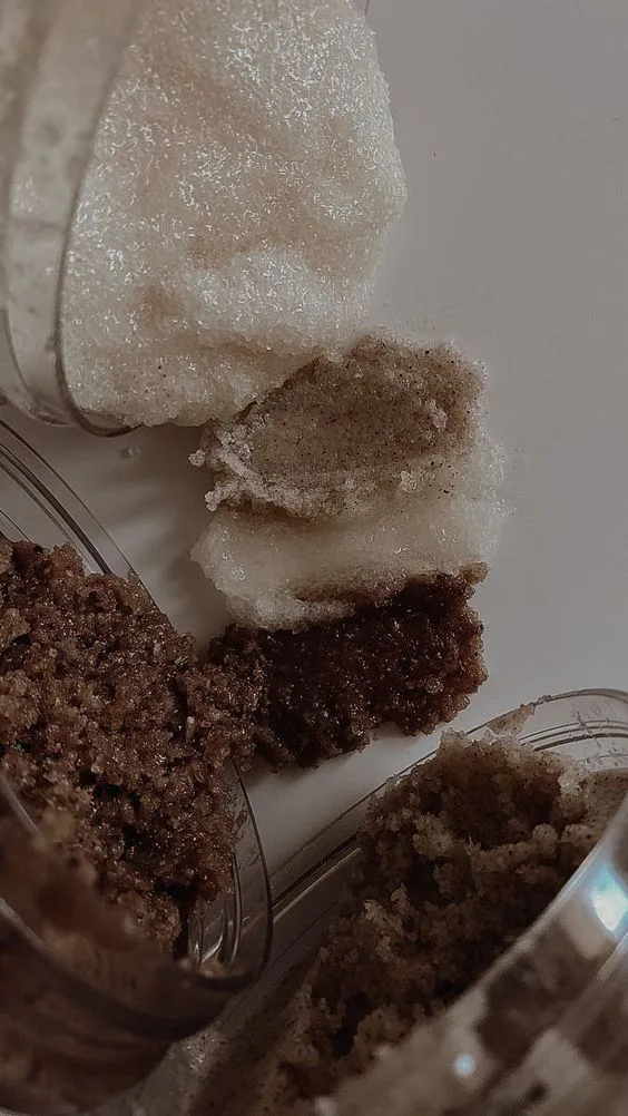 Coffee scrub in a glass jar